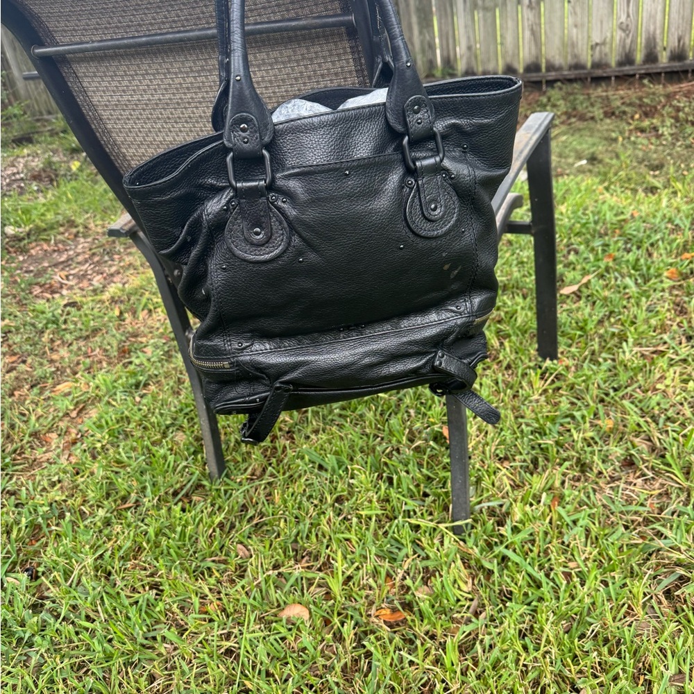 Elegant Black Leather Tote Bag